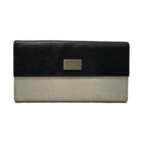 Auth BVLGARI Millerighe - Silver Black PVC Leather Long Wallet